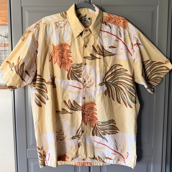 Kahala Other - Kahala John Severson Vintage Mens Tropical Floral Hawaiian Shirt, Yellow, L‎